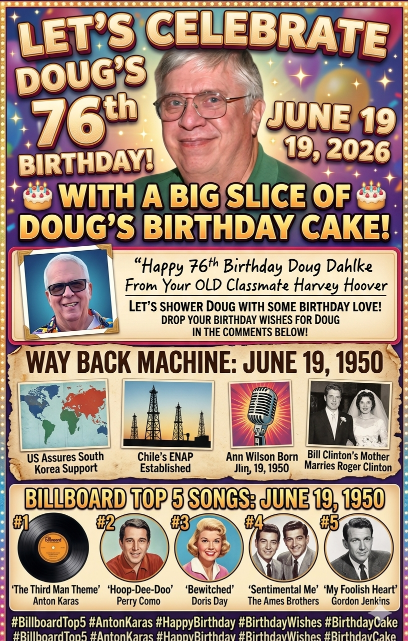 Doug Dahlke’s 76th Birthday Cake Slice — A Note From Old Classmate Harvey Hoover