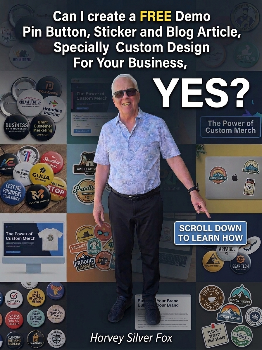 Free - LIMITED TIME - Demo Custom Buttons Stickers And Blogs For Your Business