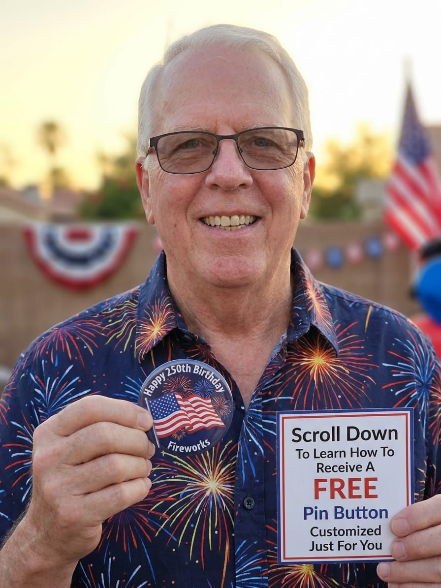 Harvey Hoover’s America 250 Pin: A Waving Flag, Fireworks, and One Clear Invitation
